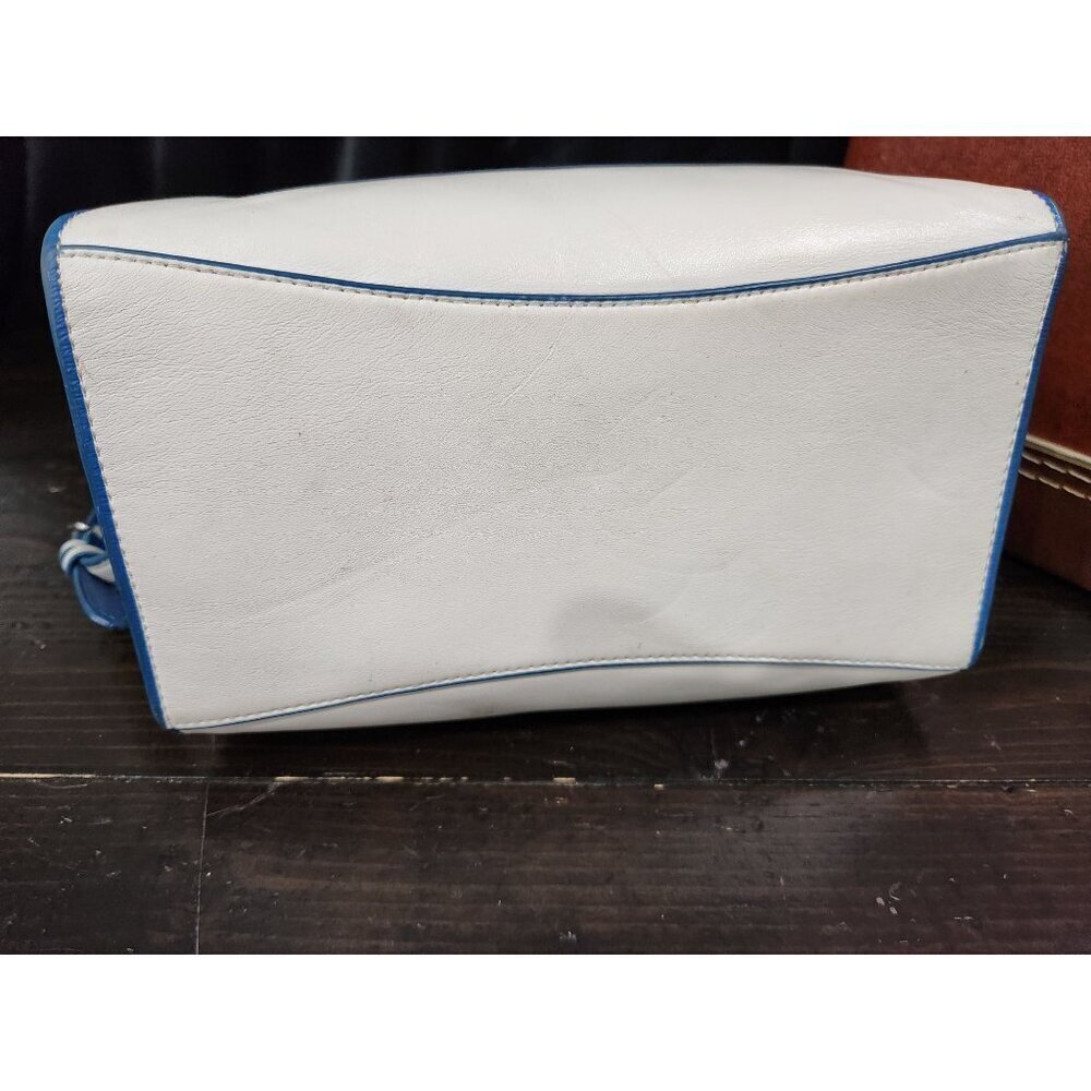 AUTHENTIC Coach Mini Crosby Colorblock Carryall in Blue and White Leather-EUC - Picture 7 of 12